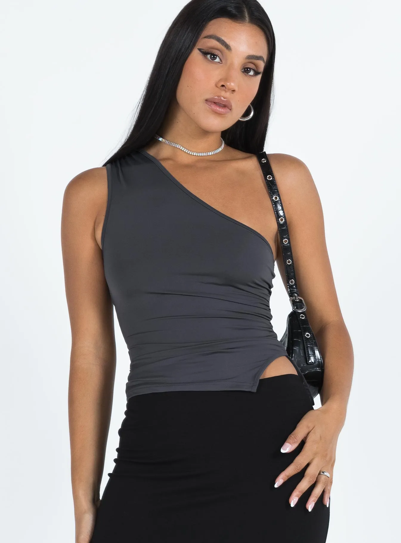 Liotta One Shoulder Top Grey sold by Princess Polly product image thumbnail 4