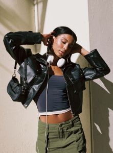 Clovelly Faux Leather Jacket Black sold by Princess Polly