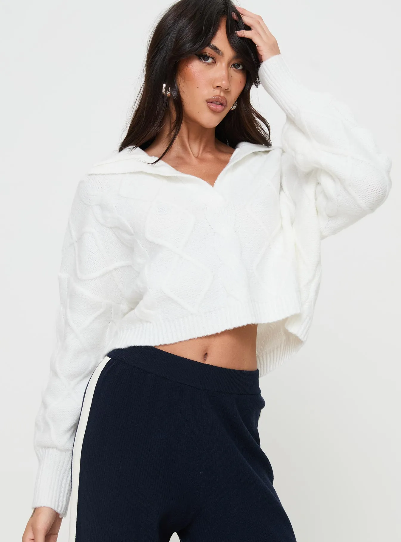 Ruthee Cable Knit Sweater Winter White sold by Princess Polly product image thumbnail 2