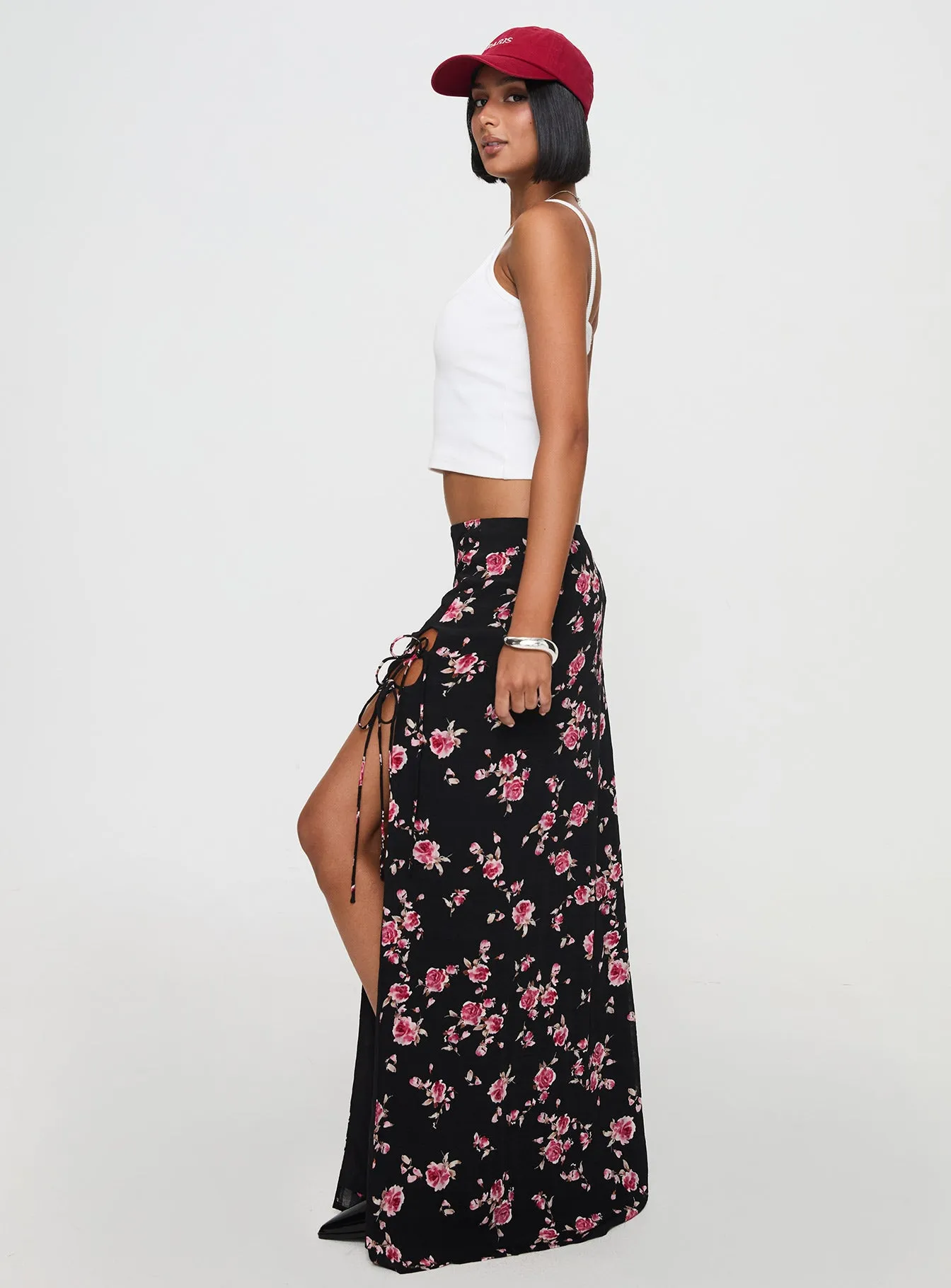 Rhomana Maxi Skirt Black Floral sold by Princess Polly product image thumbnail 4