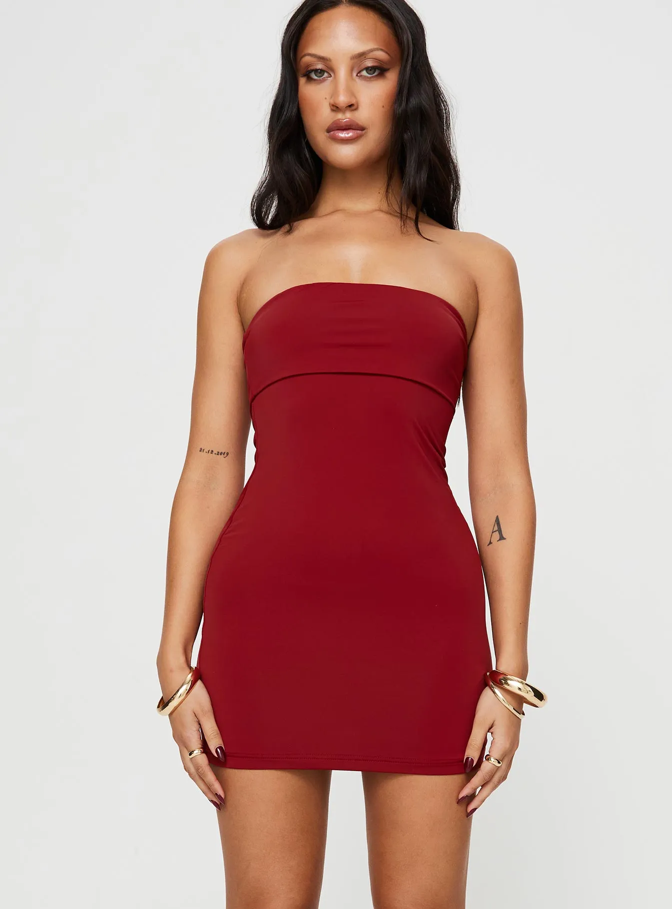 Strutter Strapless Mini Dress Red sold by Princess Polly product image thumbnail 3