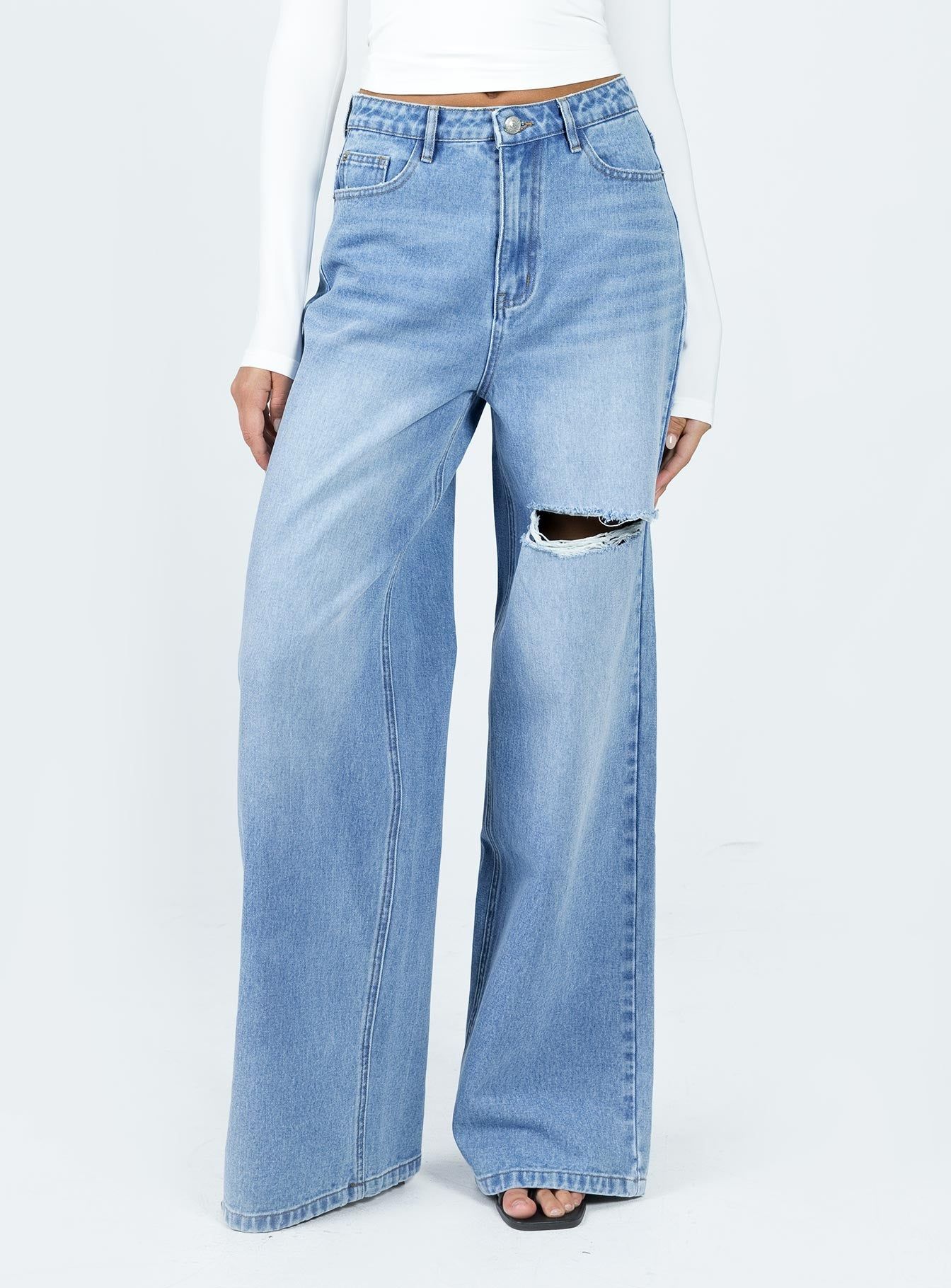 Beale Wide Leg Jeans Mid Wash Denim sold by Princess Polly product image thumbnail 2