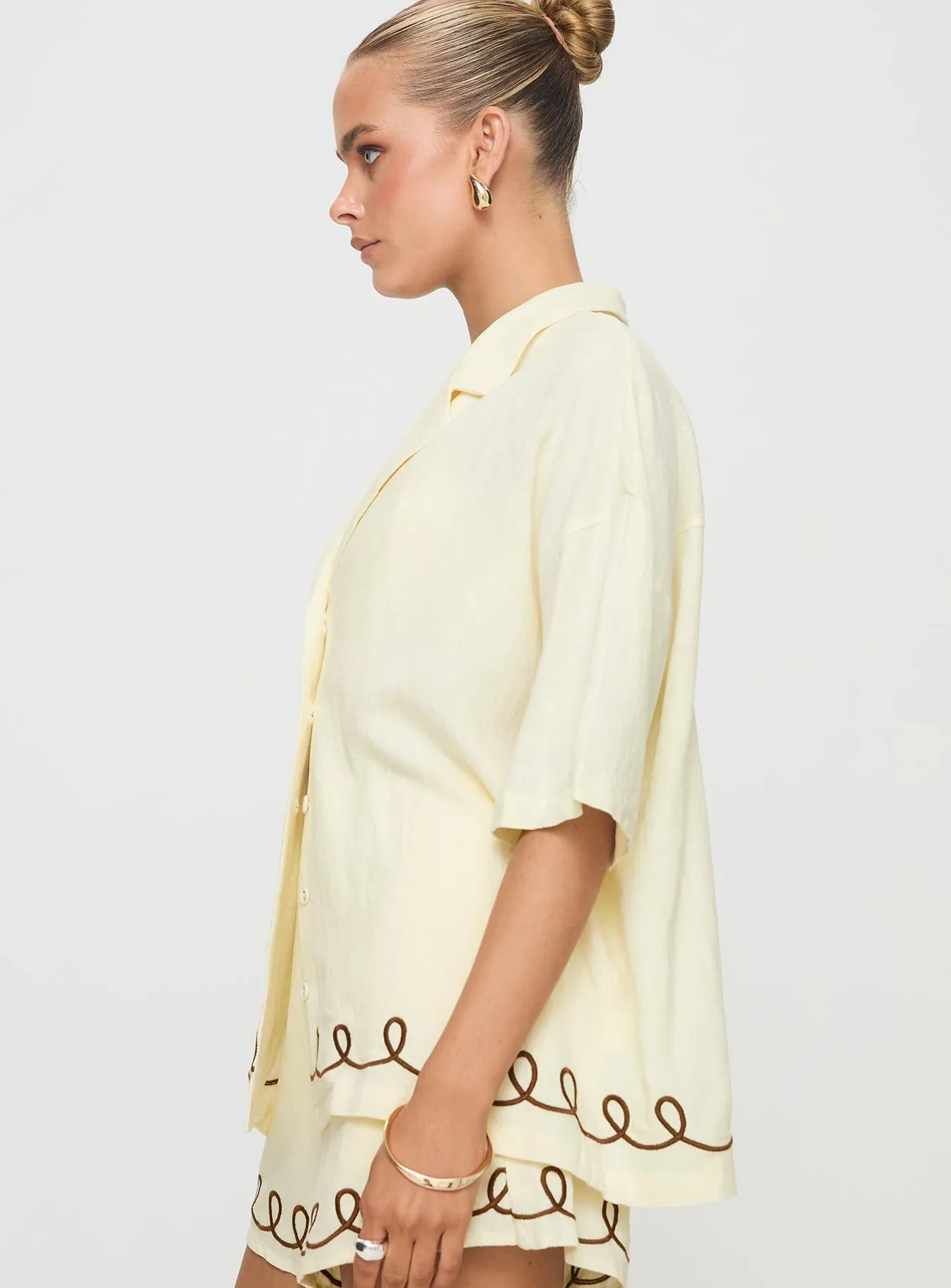 Jamari Linen Blend Shirt Cream / Brown sold by Princess Polly product image thumbnail 4