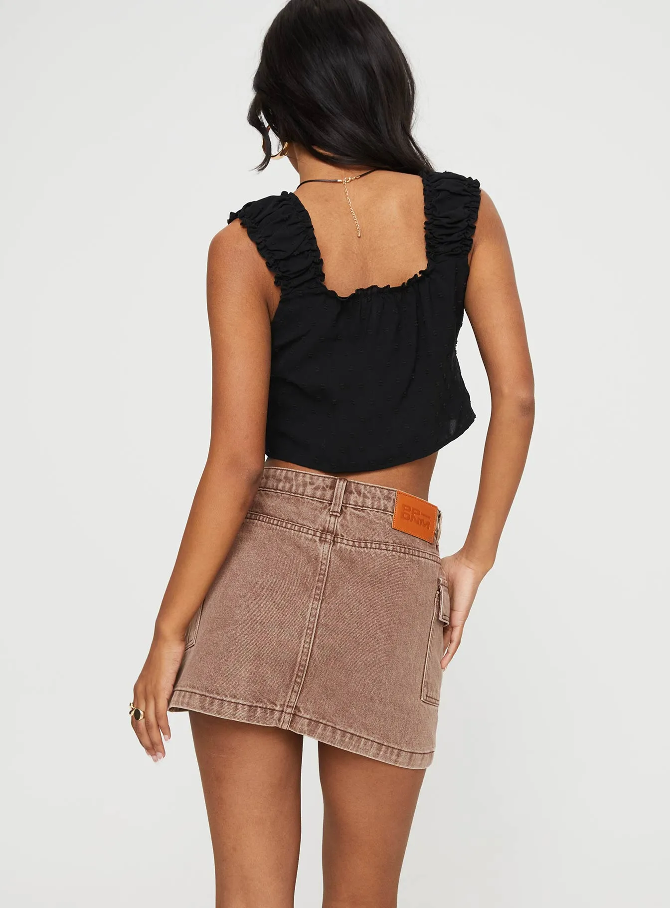 Zakai Cargo Denim Mini Skirt Brown sold by Princess Polly product image thumbnail 5