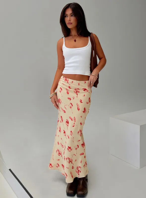 Mangoes Maxi Skirt Cream sold by Princess Polly