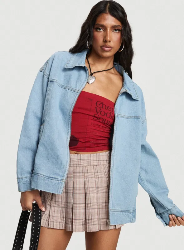 Goldsmith Denim Bomber Jacket Light Wash sold by Princess Polly