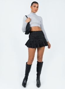 The Beau Mini Skirt Black sold by Princess Polly