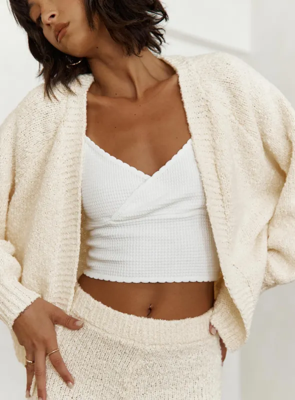 Mittens Boucle Cardigan Cream sold by Princess Polly