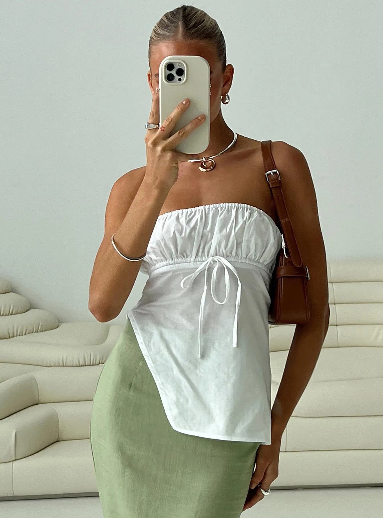 Kiji Strapless Top White sold by Princess Polly