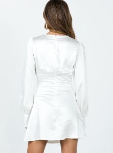 Jalene Satin Long Sleeve Mini Dress White sold by Princess Polly