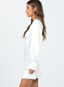 Jalene Satin Long Sleeve Mini Dress White sold by Princess Polly