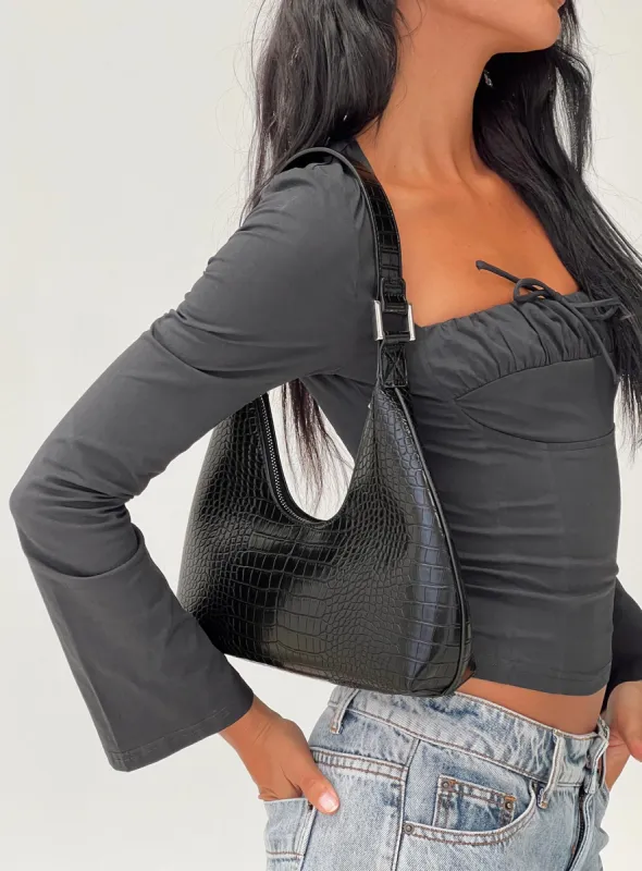 Reeves Croc Bag Black sold by Princess Polly