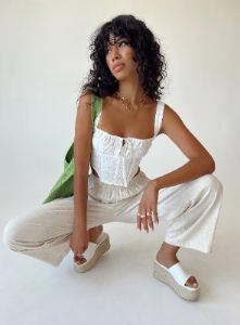 Louis Linen Blend Pants Beige Petite sold by Princess Polly