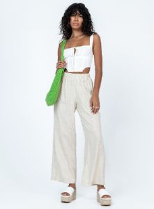 Louis Linen Blend Pants Beige Petite sold by Princess Polly