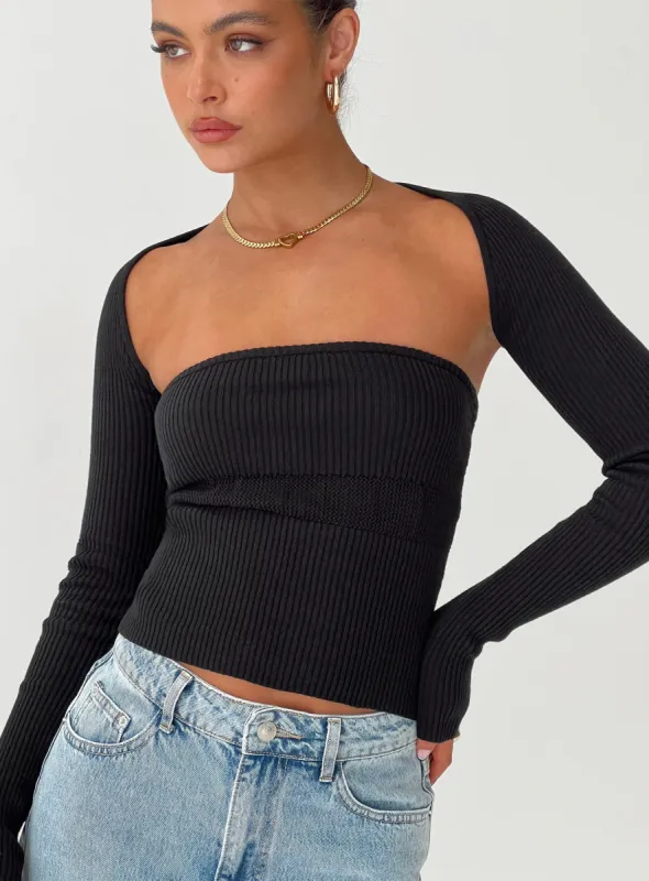 Siillato Knit Top Black sold by Princess Polly