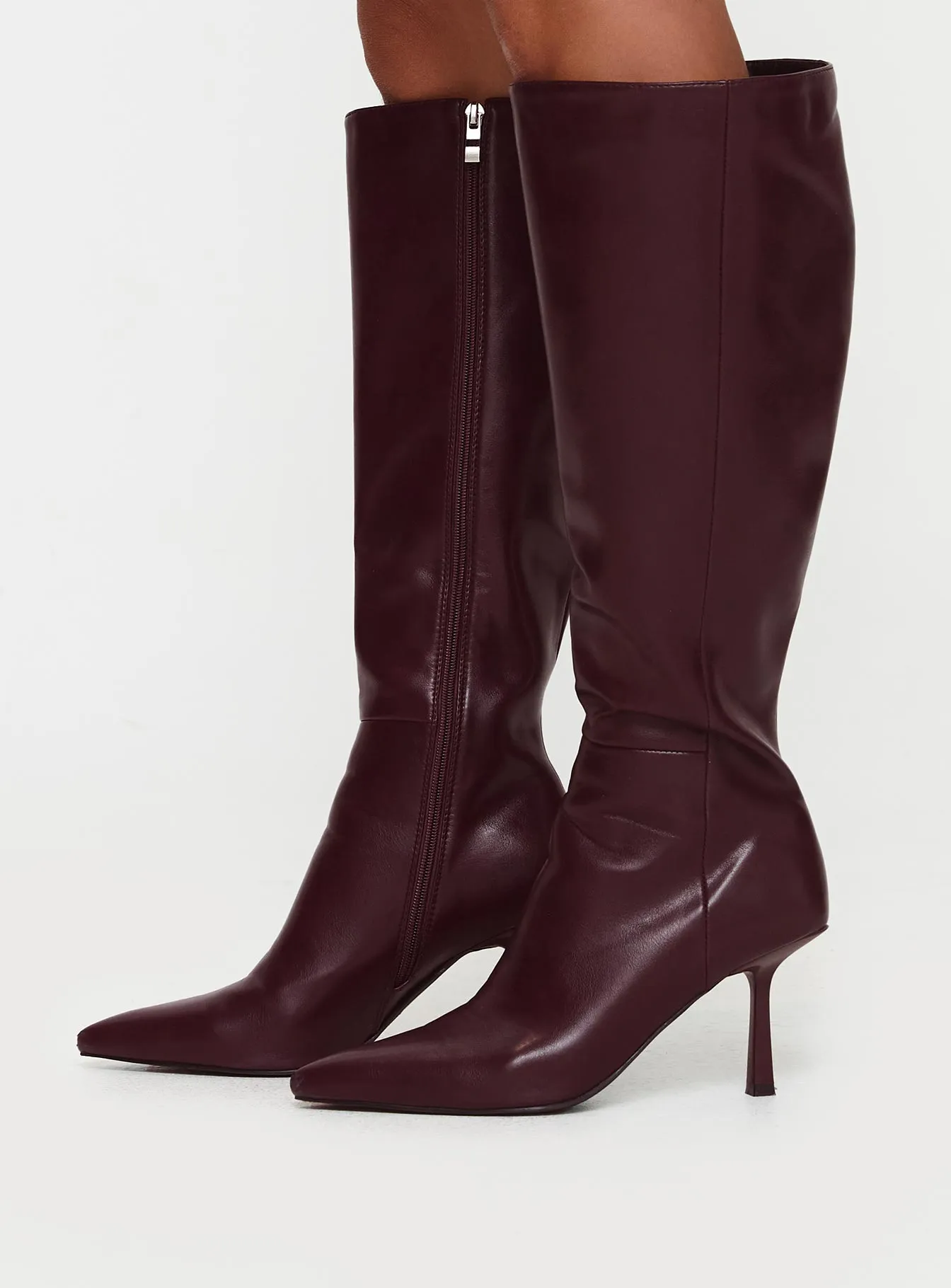Harrie Knee High Boots Burgundy sold by Princess Polly product image thumbnail 3