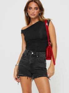 Laurena Denim Shorts Black sold by Princess Polly