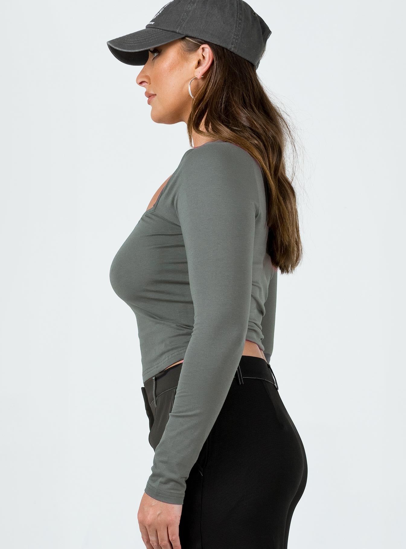 Ribsi Long Sleeve Top Grey sold by Princess Polly product image thumbnail 4