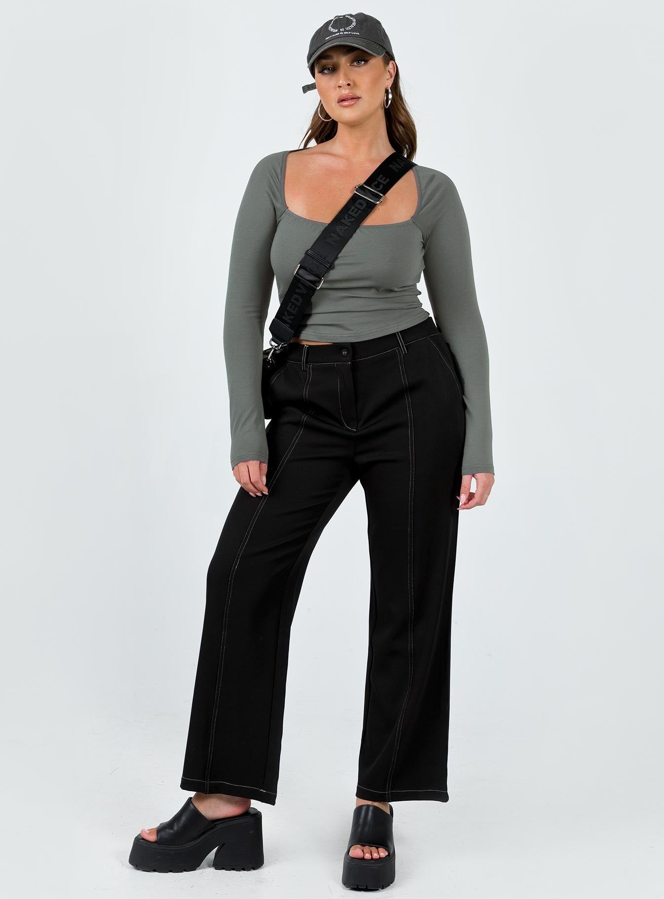 Ribsi Long Sleeve Top Grey sold by Princess Polly product image thumbnail 3