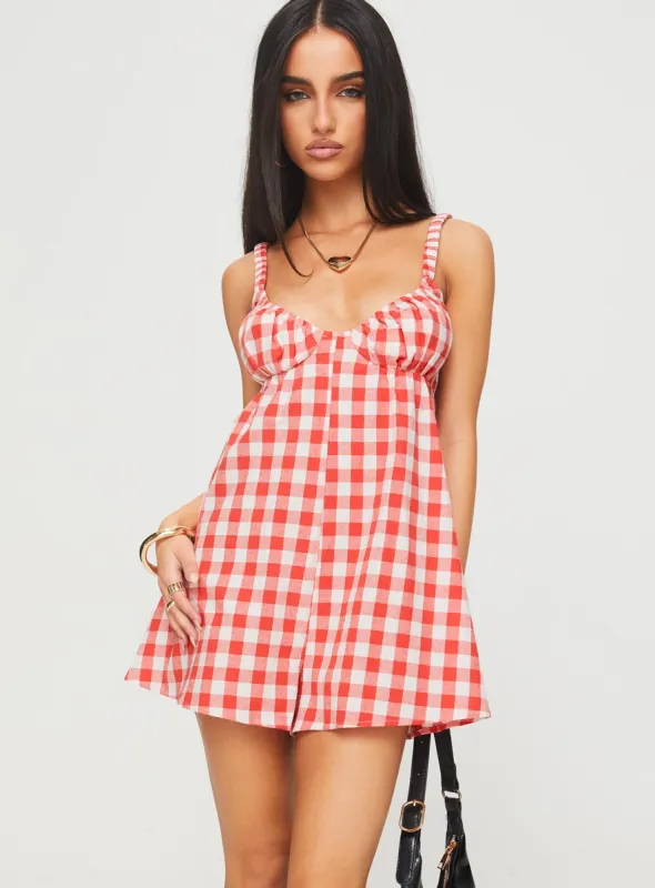 Jorda Romper Red Gingham sold by Princess Polly