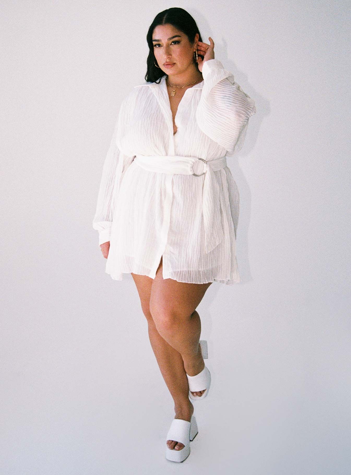 Tune In Shirt Dress White Curve sold by Princess Polly product image thumbnail 2