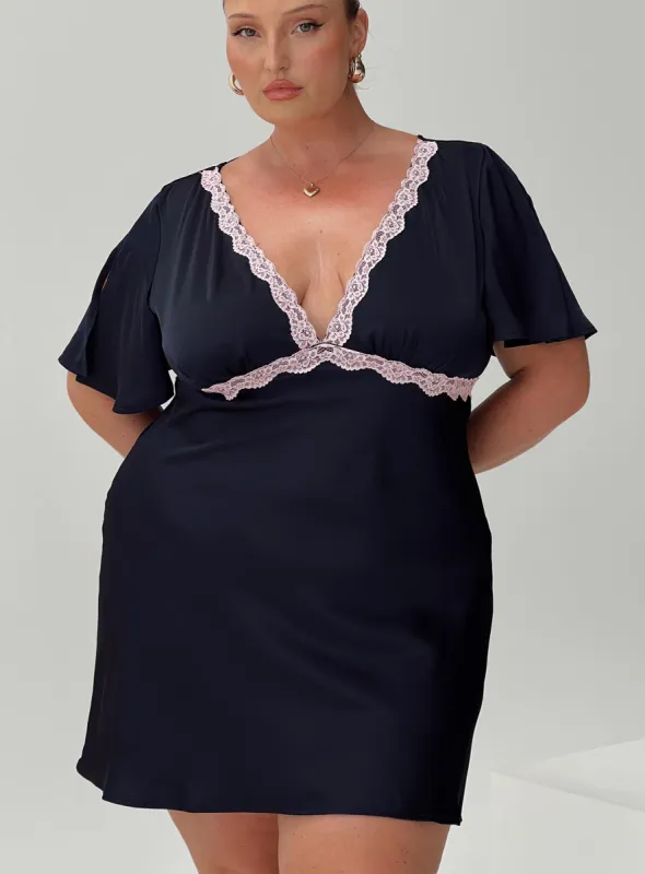Jaron Mini Dress Navy Curve sold by Princess Polly