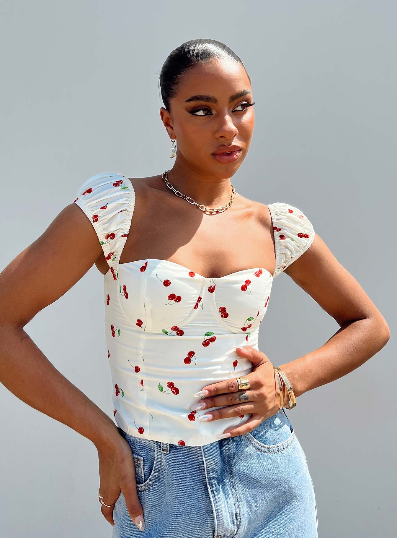 Rozalia Top White Multi sold by Princess Polly