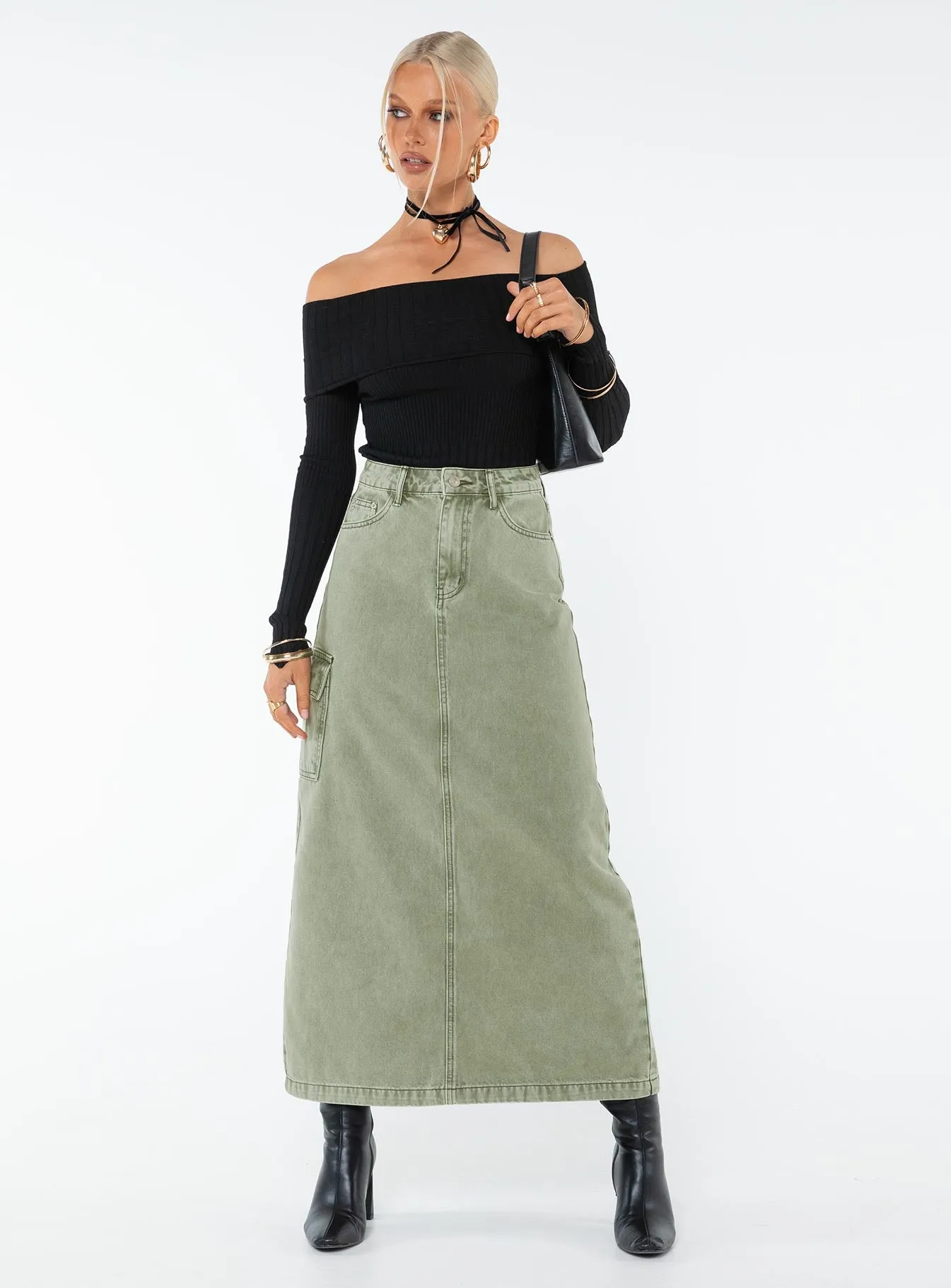 Mcguane Denim Midi Skirt Green sold by Princess Polly product image thumbnail 2