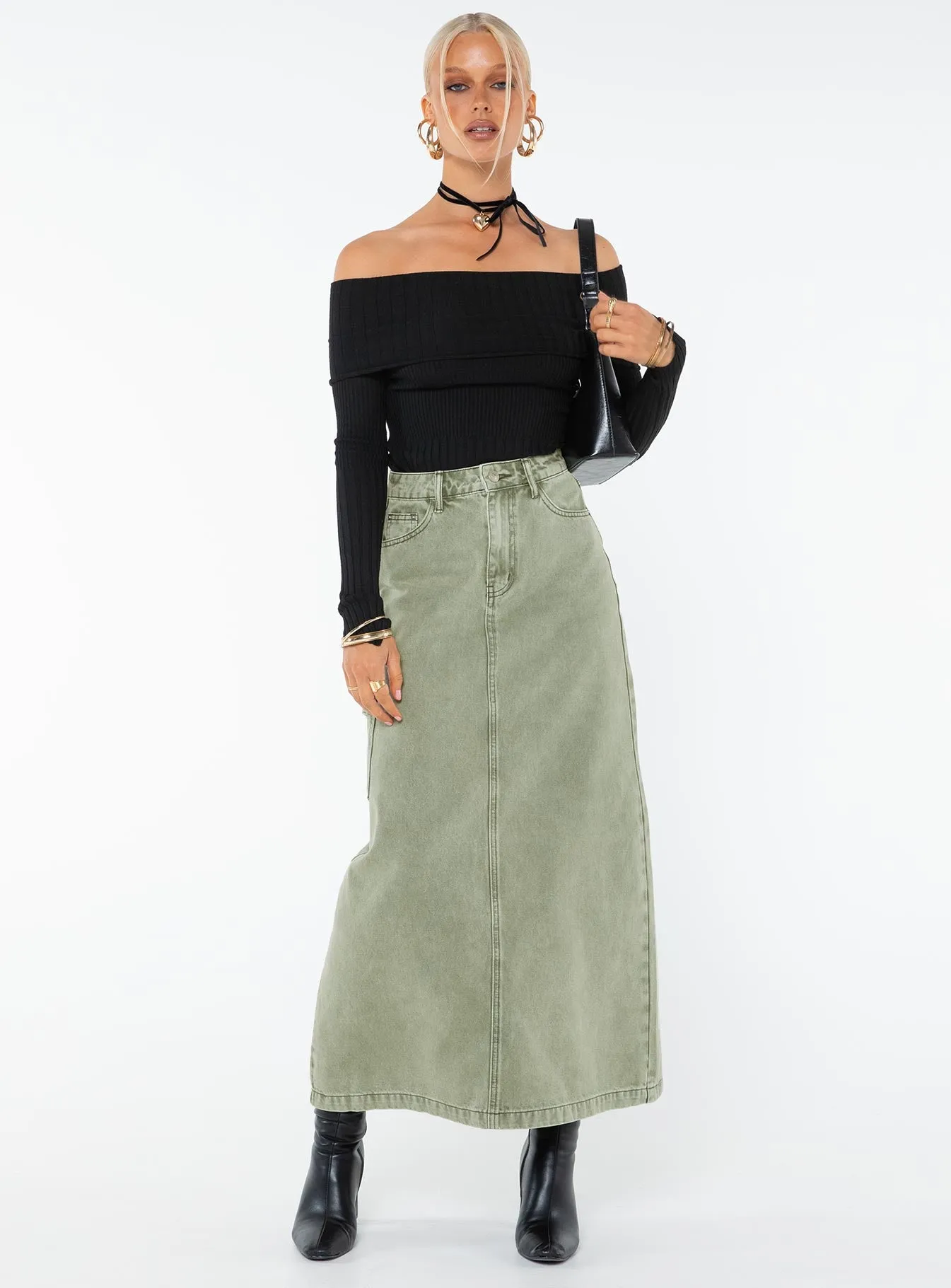 Mcguane Denim Midi Skirt Green sold by Princess Polly product image thumbnail 3