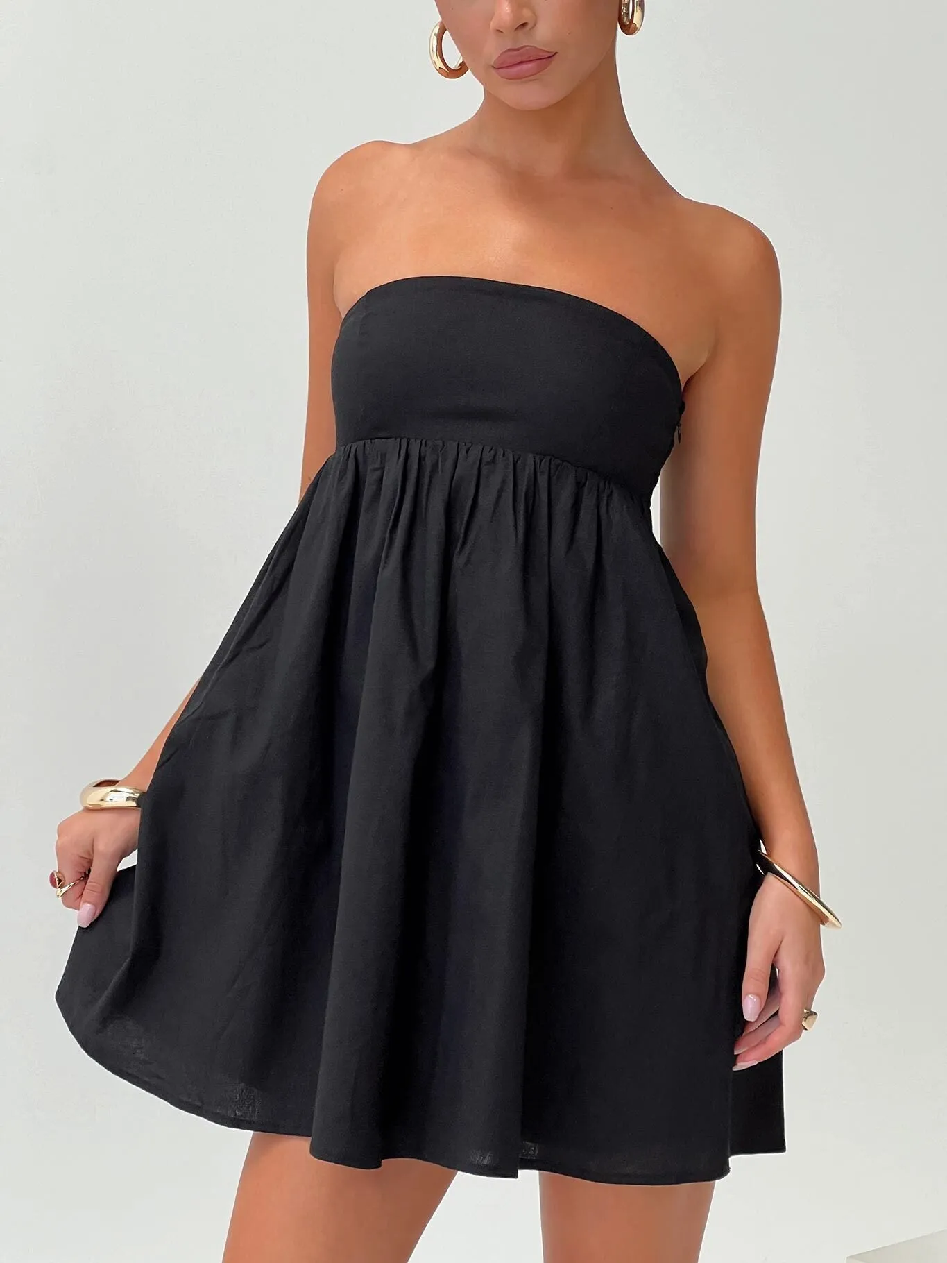 Osment Strapless Mini Dress Black sold by Princess Polly