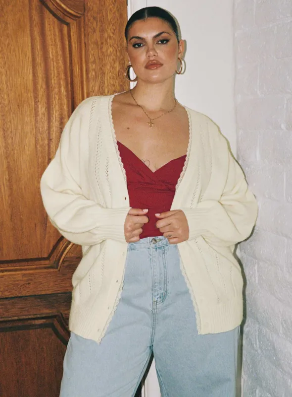 Oakleigh Cardigan Cream Curve sold by Princess Polly