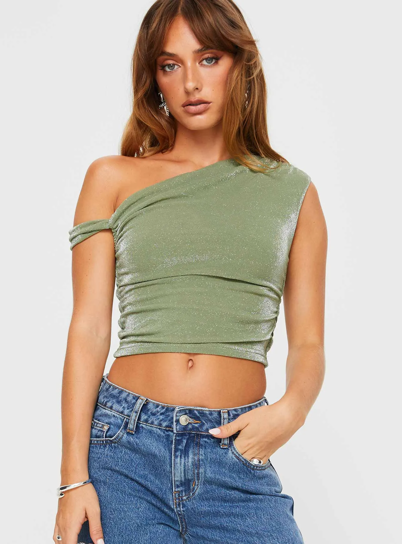 Beller Top Green Glitter sold by Princess Polly product image thumbnail 4