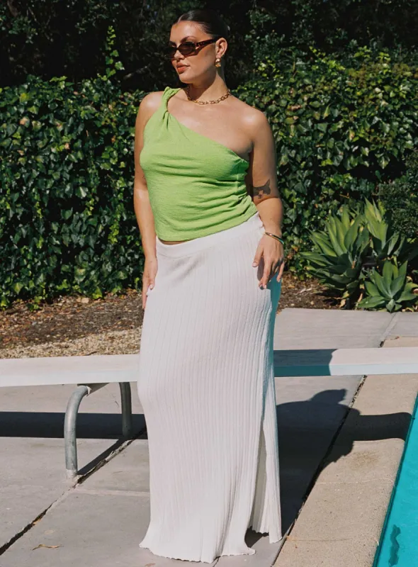 Santorini Knit Maxi Skirt White Curve sold by Princess Polly