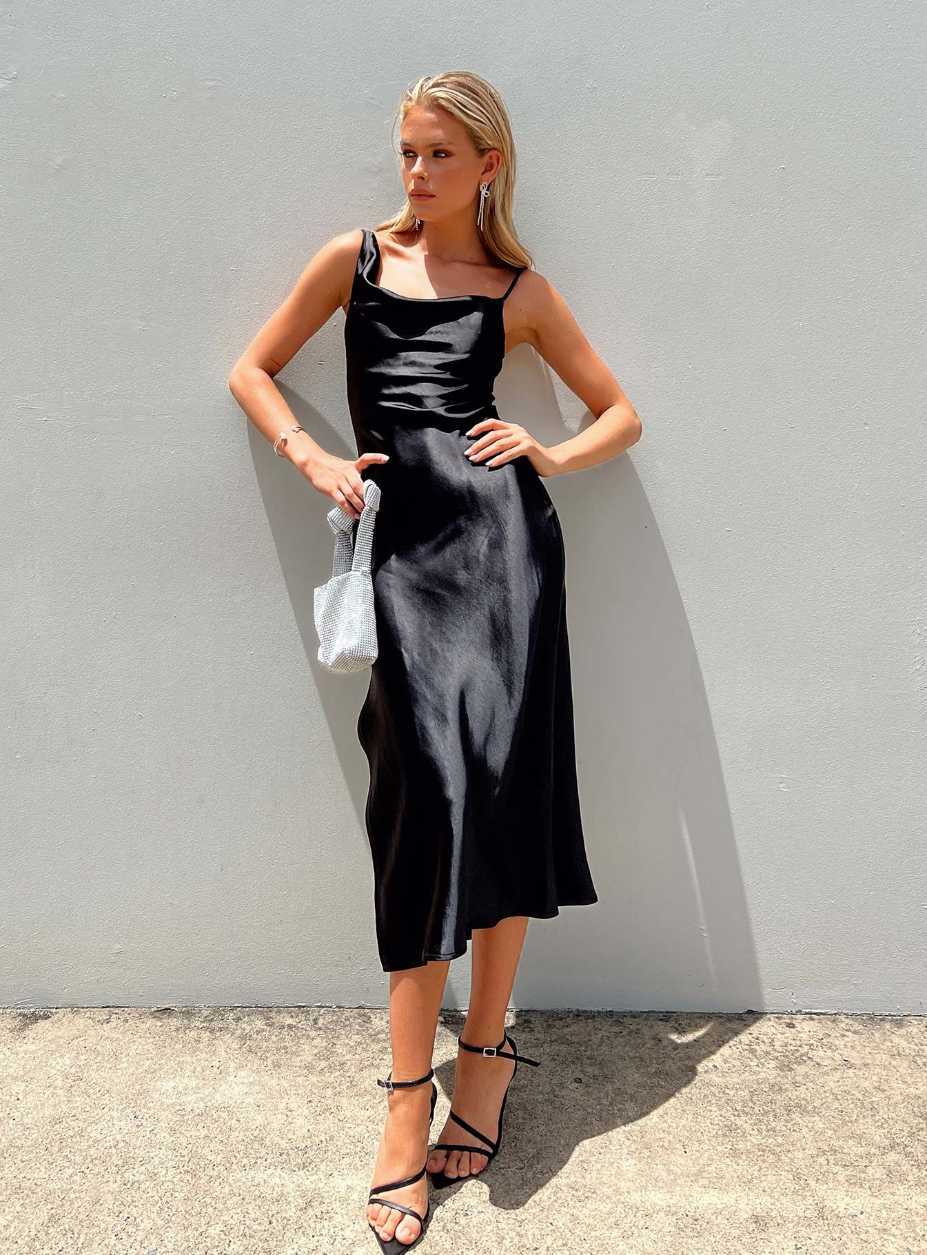 Zamora Midi Dress Black sold by Princess Polly