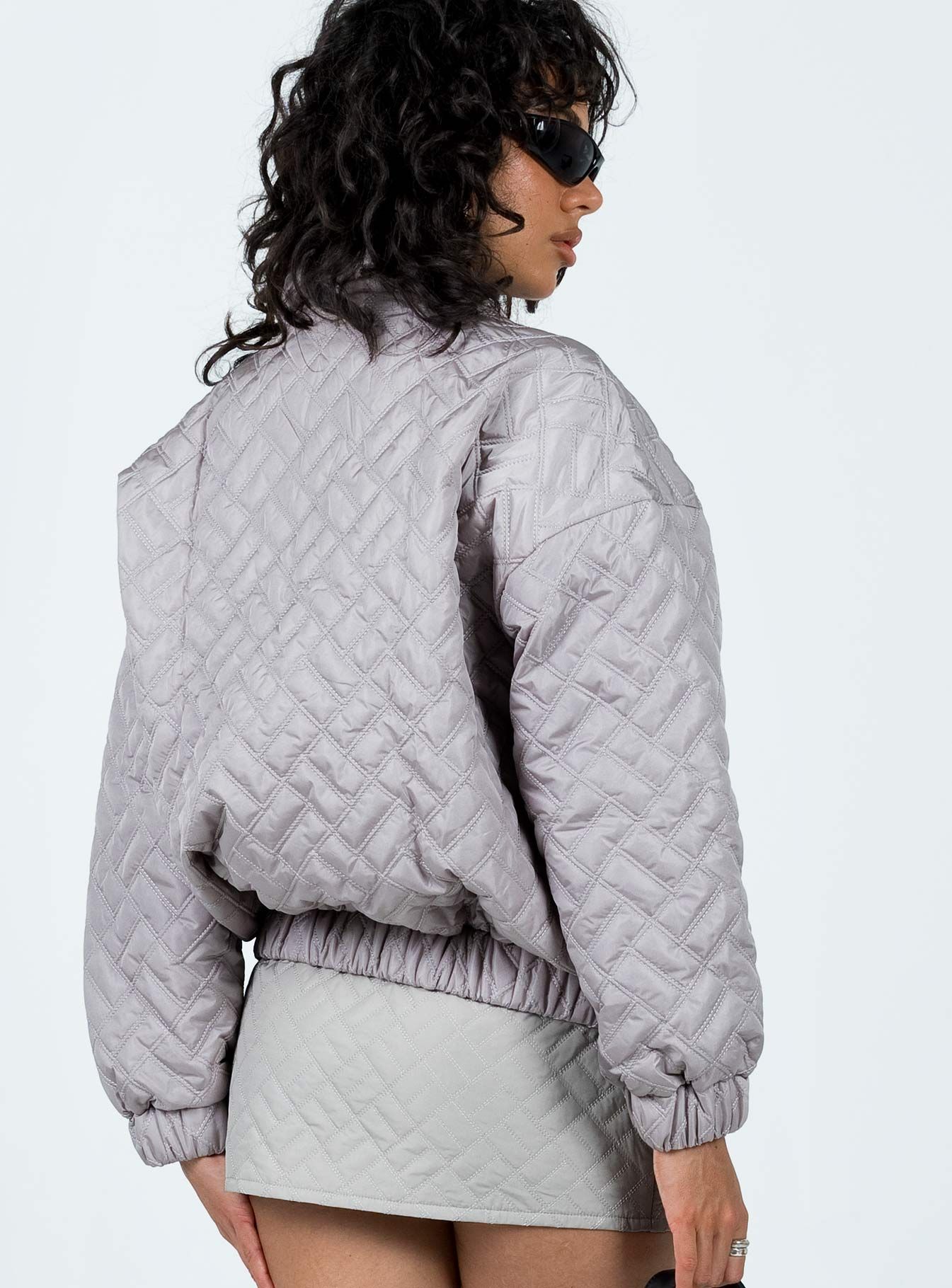 Suffolk Quilted Bomber Jacket Grey sold by Princess Polly product image thumbnail 5