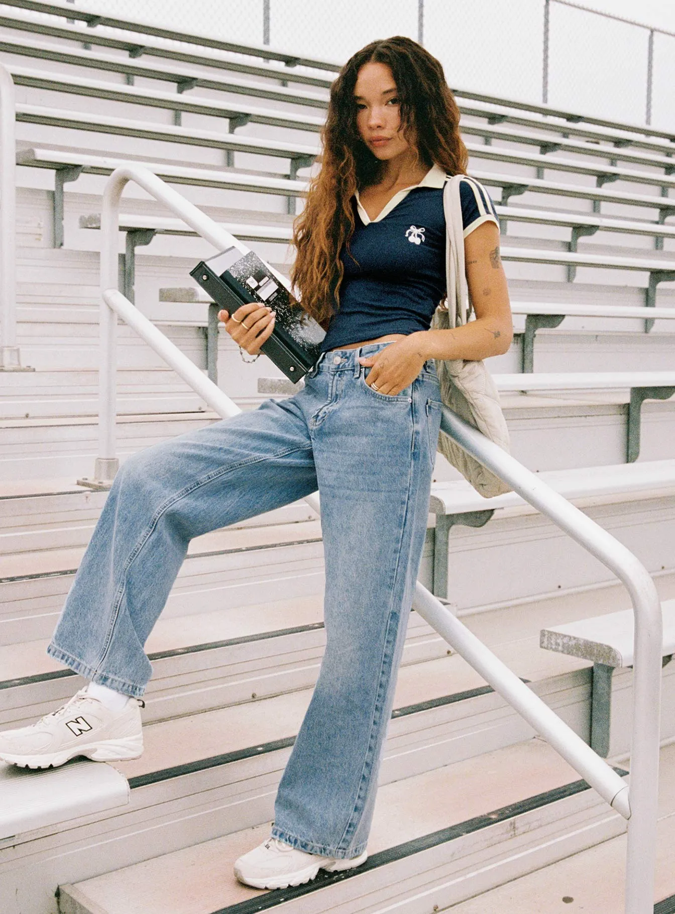 Serenitia Mid Rise Relaxed Jeans Light Wash Petite sold by Princess Polly