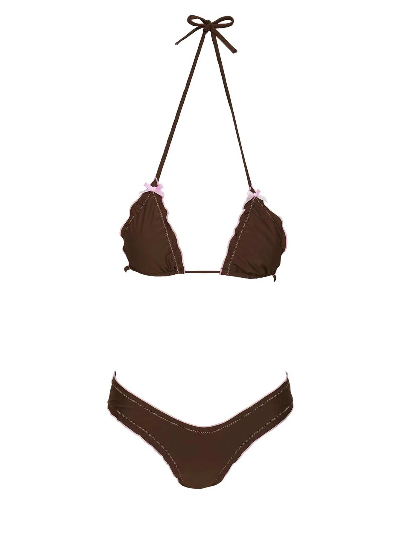 Kathrine Triangle Frill Bikini Top Brown sold by Princess Polly product image thumbnail 5