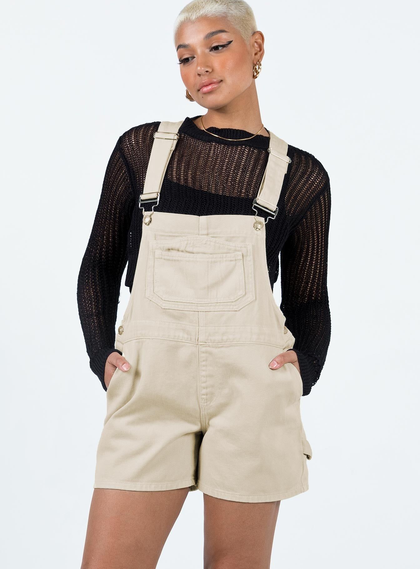Foresta Oversized Overalls Cream sold by Princess Polly