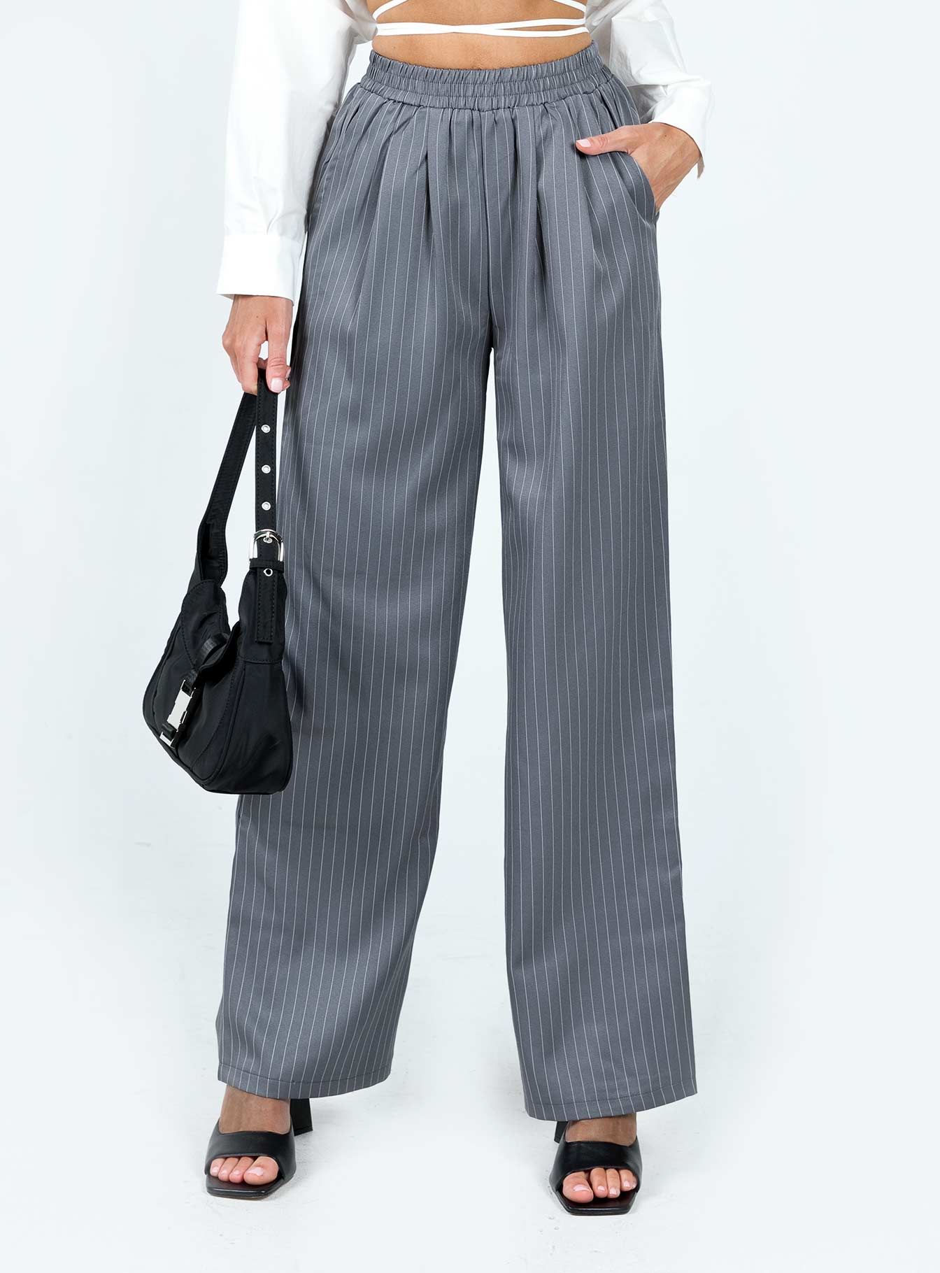 Higgins Pants Grey Pinstripe sold by Princess Polly