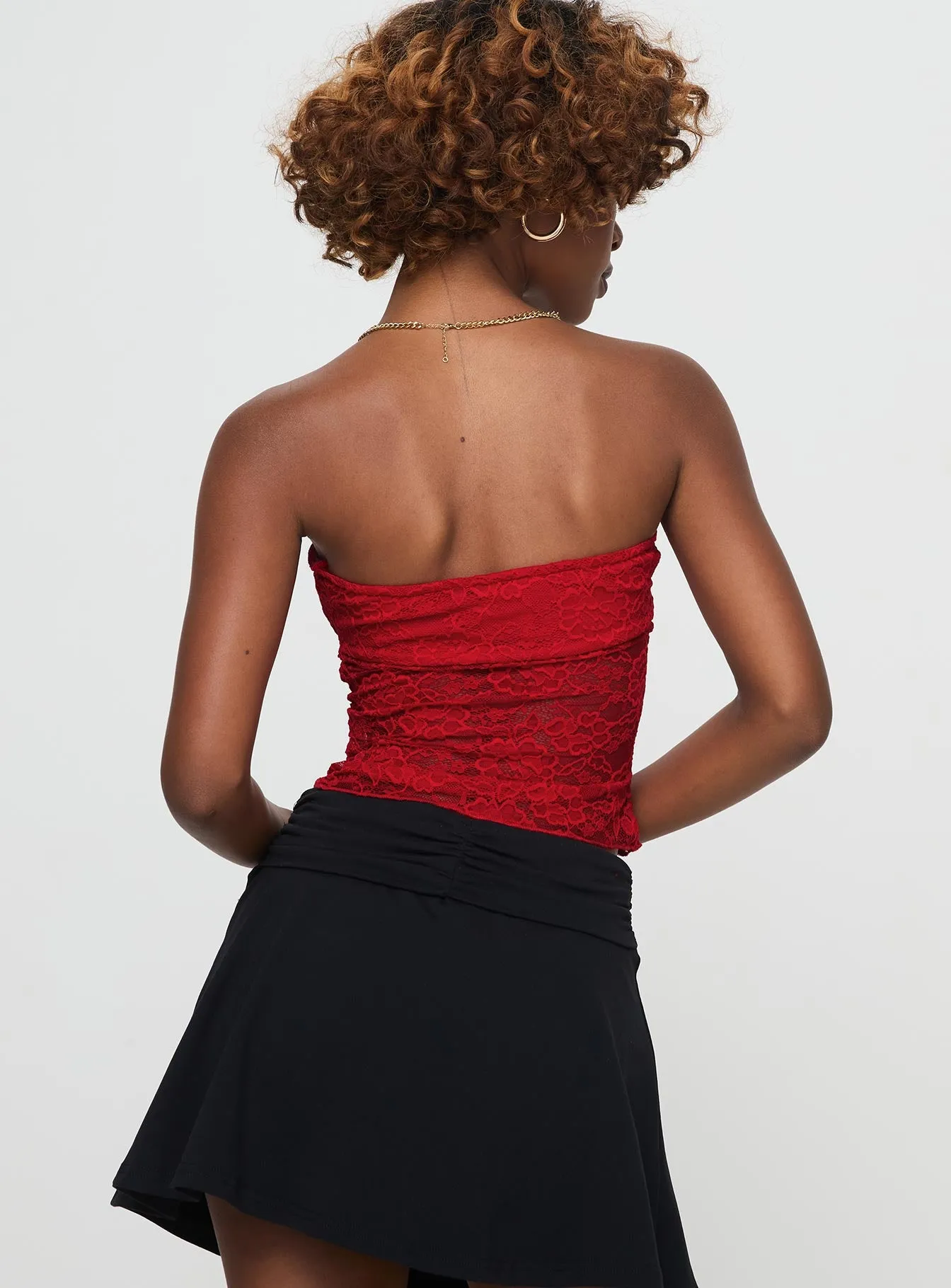 Winnick Strapless Lace Top Red sold by Princess Polly product image thumbnail 5