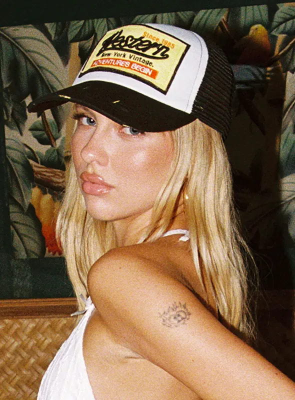 Adventures Trucker Hat Black sold by Princess Polly