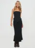 Birdie Asymmetric Linen Blend Top Black sold by Princess Polly