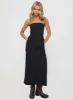 Birdie Asymmetric Linen Blend Top Black sold by Princess Polly
