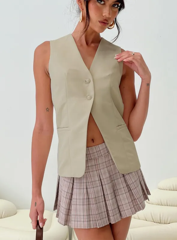 Dovesie Vest Top Beige sold by Princess Polly