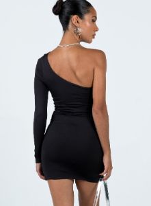 Loedna One Shoulder Mini Dress Black sold by Princess Polly