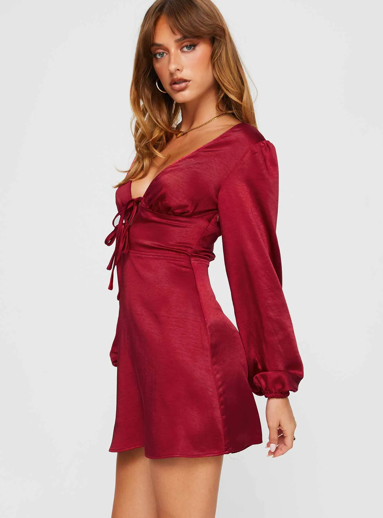 Lakala Long Sleeved Mini Dress Red sold by Princess Polly product image thumbnail 4