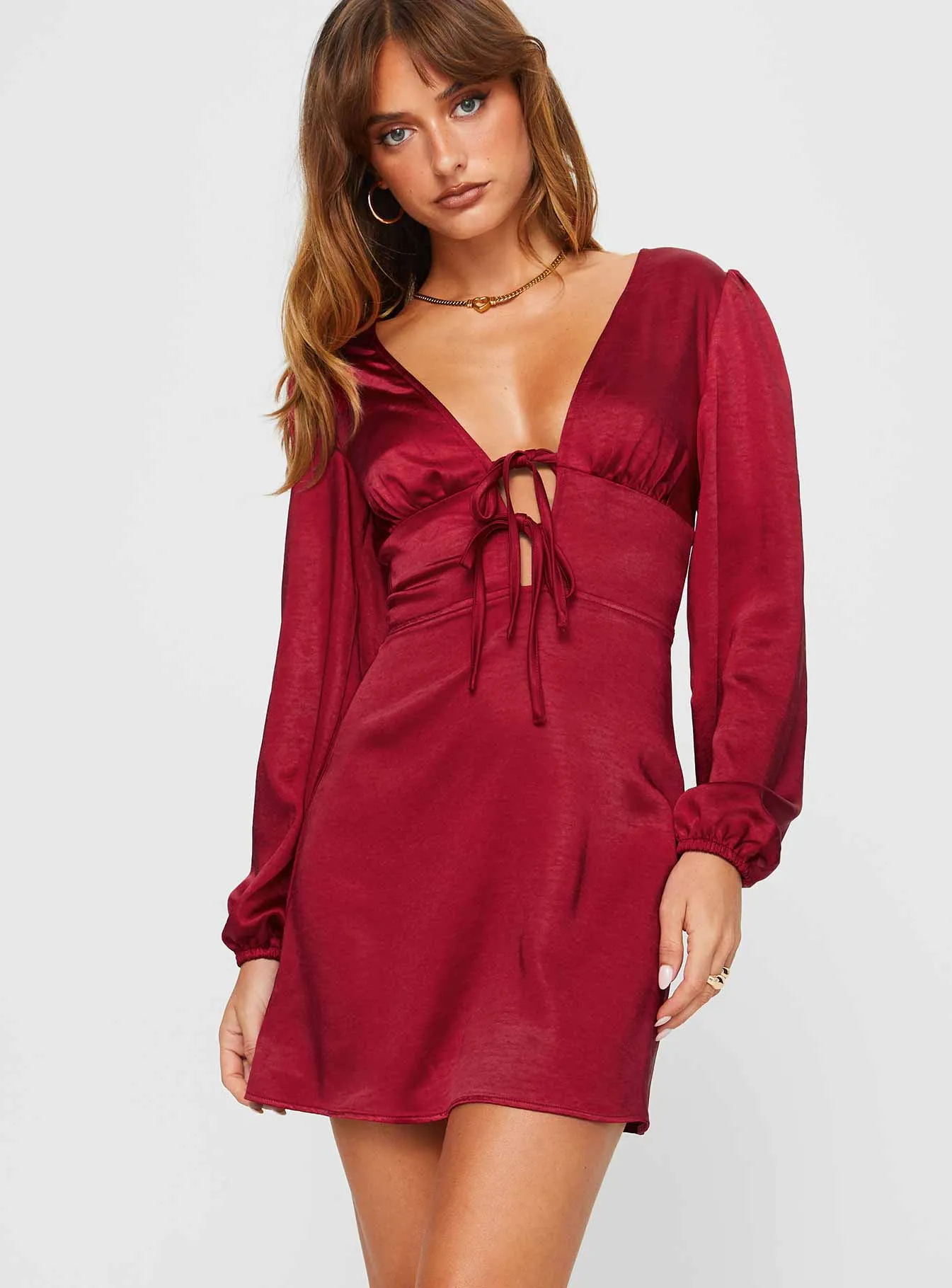 Lakala Long Sleeved Mini Dress Red sold by Princess Polly product image thumbnail 2
