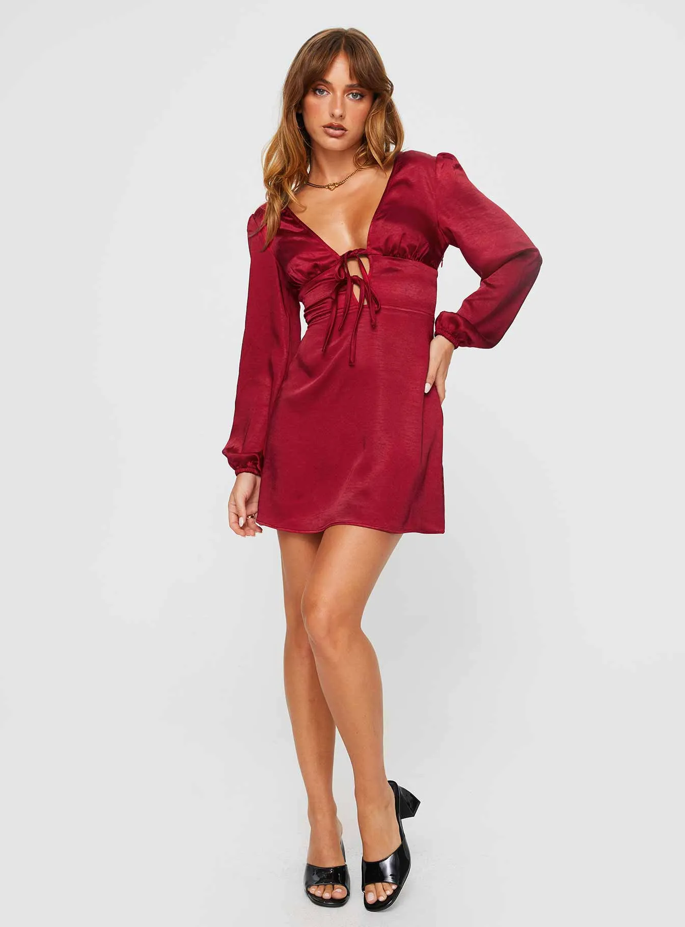 Lakala Long Sleeved Mini Dress Red sold by Princess Polly product image thumbnail 3