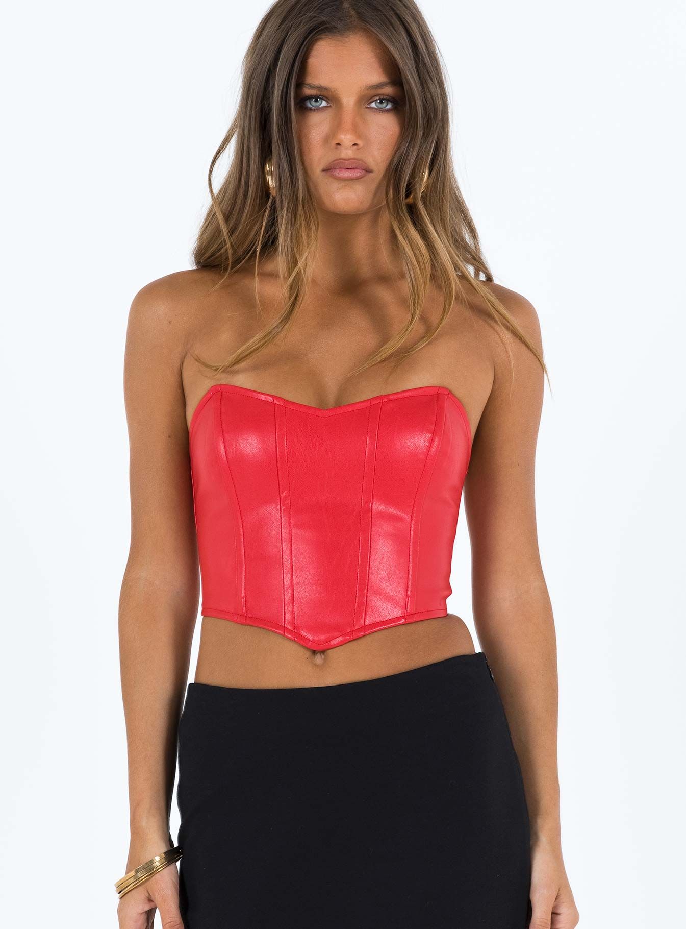 Jessica PU Bustier Red sold by Princess Polly product image thumbnail 3