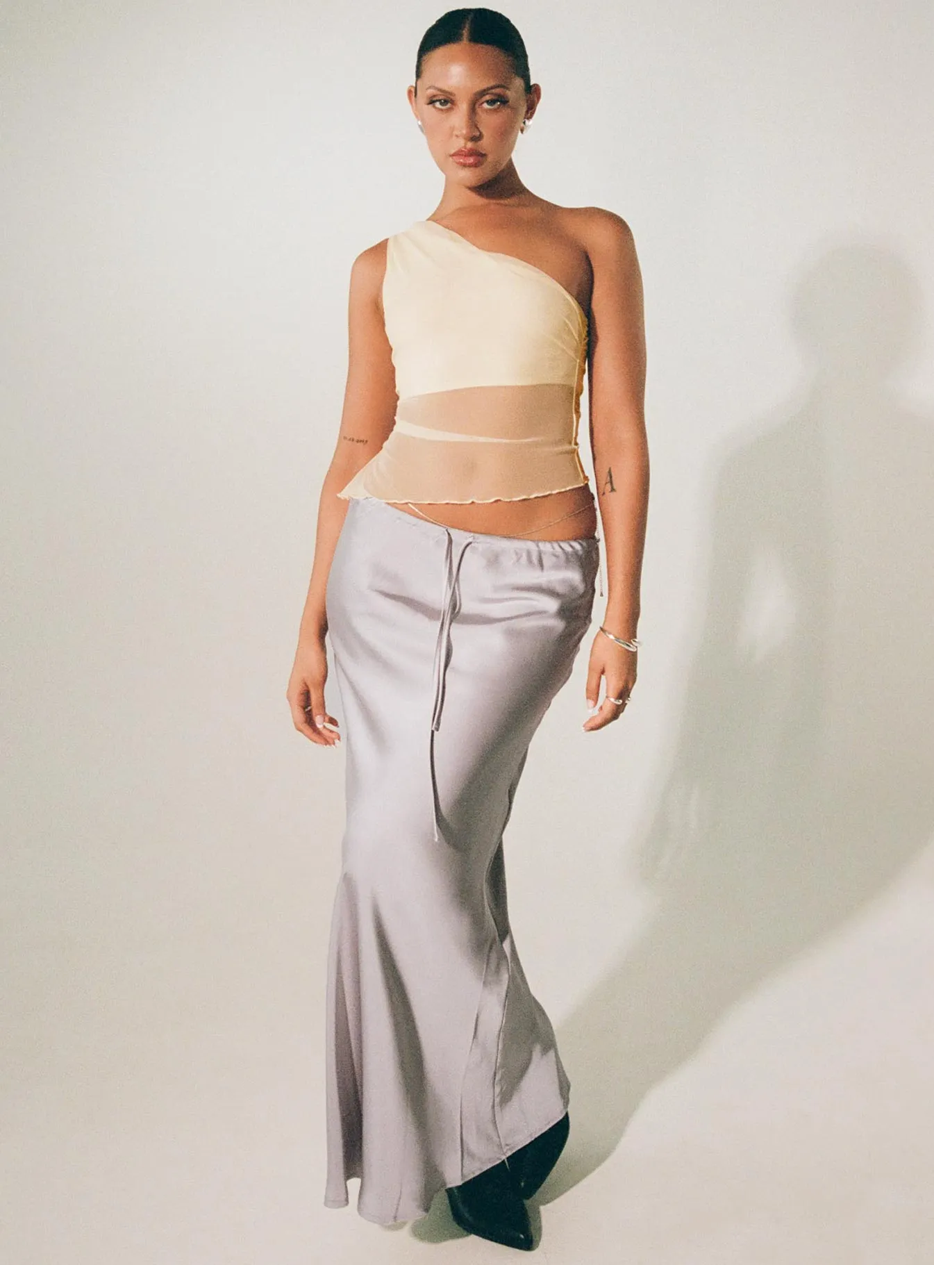 Lolie Bias Cut Midi Skirt Oyster sold by Princess Polly product image thumbnail 2